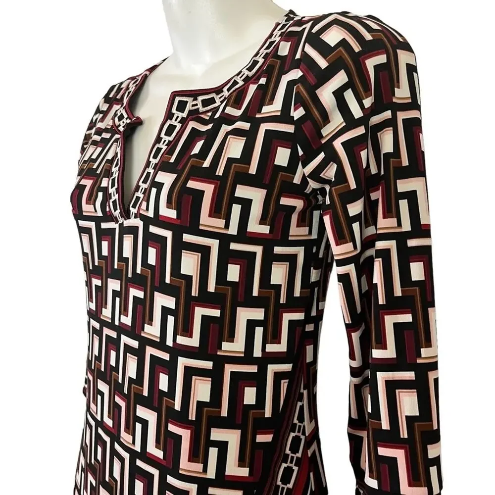 WHITE HOUSE BLACK MARKET WHBM Embroidered Collar Mini Jersey Knit Dress sz XXS